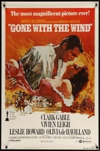 3f302 GONE WITH THE WIND 1sh R80s Clark Gable, Vivien Leigh, Leslie Howard, all-time classic!