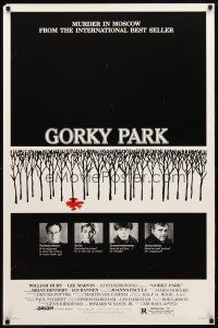 3f308 GORKY PARK 1sh '83 William Hurt, Lee Marvin, cool bloody snow in trees image!