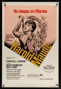 3f329 HAROLD & MAUDE 1sh R79 Ruth Gordon, Bud Cort is equipped to deal w/life!