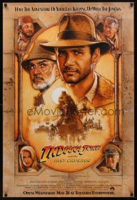3f389 INDIANA JONES & THE LAST CRUSADE int'l advance 1sh '89 art of Ford & Sean Connery by Drew!