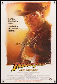 3f388 INDIANA JONES & THE LAST CRUSADE advance 1sh '89 art of Harrison Ford by Drew Struzan!