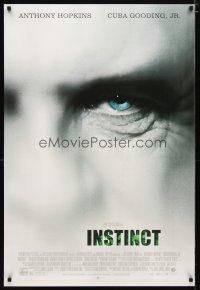 3f398 INSTINCT DS 1sh '99 super close image of Anthony Hopkins, directed by Jon Turtletaub!