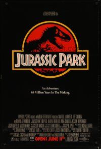 3f426 JURASSIC PARK advance DS 1sh '93 Spielberg, Richard Attenborough re-creates dinosaurs!