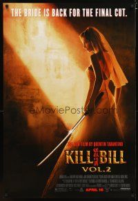 3f434 KILL BILL: VOL. 2 advance DS 1sh '04 bride Uma Thurman with katana, Quentin Tarantino!