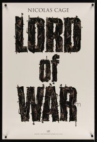 3f495 LORD OF WAR teaser 1sh '05 Nicolas Cage, cool gun title mosaic!