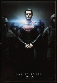 3f506 MAN OF STEEL teaser DS 1sh '13 Henry Cavill in the title role as Superman handcuffed!