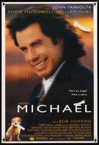 3f525 MICHAEL 1sh '96 John Travolta w/angel wings & puppy, Andie MacDowell!