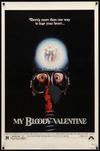 3f548 MY BLOODY VALENTINE 1sh '81 bloody gas mask, there's more than one way to lose your heart!