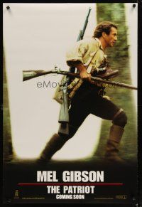 3f584 PATRIOT int'l teaser DS 1sh '00 huge close up image of Mel Gibson running w/guns!