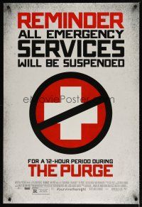 3f620 PURGE DS 1sh '13 one night a year, all crime is legal, emergency services suspended!