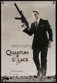 3f624 QUANTUM OF SOLACE teaser 1sh '08 Daniel Craig as Bond with H&K submachine gun!