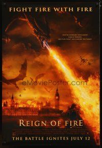 3f636 REIGN OF FIRE advance DS 1sh '02 Christian Bale & Matthew McConaughey battle dragons!