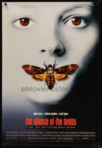 3f695 SILENCE OF THE LAMBS style D DS 1sh '90 great image of Jodie Foster w/moth over mouth!