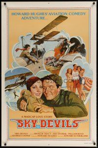 3f701 SKY DEVILS 1sh R79 Howard Hughes, great art of Spencer Tracy, Ann Dvorak & airplanes!