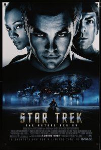 3f725 STAR TREK IMAX advance DS 1sh '09 Chis Pine on motorcycle, Zachary Quinto, Zoe Saldana!