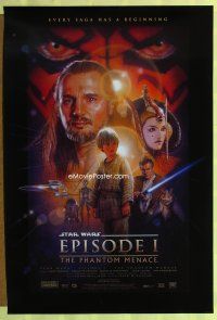 3f594 PHANTOM MENACE DS style B 1sh '99 George Lucas, Star Wars Episode I, art by Drew Struzan!