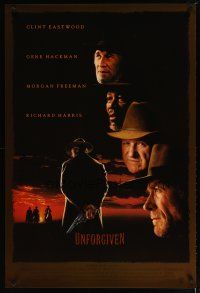 3f796 UNFORGIVEN DS 1sh '92 Clint Eastwood, Gene Hackman, Morgan Freeman, Richard Harris!