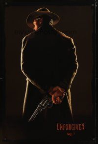 3f795 UNFORGIVEN dated teaser DS 1sh '92 classic image of gunslinger Clint Eastwood w/back turned!