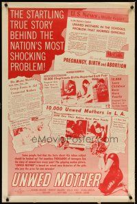 3f798 UNWED MOTHER 1sh '58 Norma Moore & Robert Vaughn, 20,000 anguished girls wrote this story!
