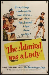 3h022 ADMIRAL WAS A LADY 1sh '50 Edmond O'Brien, boxer & cab driver lust after sexy Wanda Hendrix!