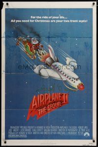 3h033 AIRPLANE II 1sh '82 Robert Hays, great wacky art of Santa Claus dragged by plane!