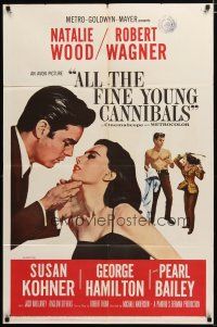 3h041 ALL THE FINE YOUNG CANNIBALS 1sh '60 art of Robert Wagner about to kiss sexy Natalie Wood!