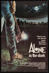 3h046 ALONE IN THE DARK 1sh '82 great D.F. Henderson axe murderer horror art!