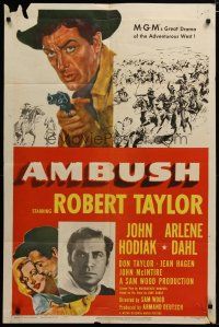 3h049 AMBUSH 1sh '50 Robert Taylor, Arlene Dahl, John Hodiak, cowboys & Indians!
