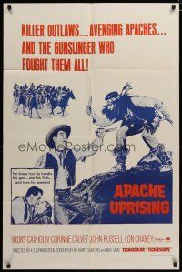 3h073 APACHE UPRISING military 1sh R60s Rory Calhoun, art of cowboy fighting with Native American!