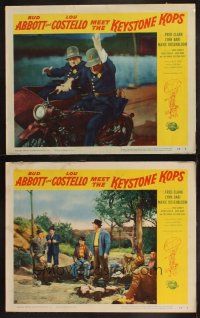 3j857 ABBOTT & COSTELLO MEET THE KEYSTONE KOPS 2 LCs '55 in motorcycle with sidecar & w/ hobos!
