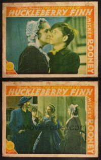 3j859 ADVENTURES OF HUCKLEBERRY FINN 2 LCs '39 Mark Twain, cool images of Mickey Rooney!