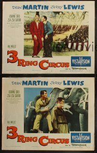 3j773 3 RING CIRCUS 3 LCs '54 cool images of Dean Martin & wacky clown Jerry Lewis in big top!