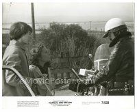 3k366 HAROLD & MAUDE 8.25x10 still '71 Ruth Gordon & Bud Cort talk to cop on motorcycle!