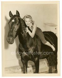 3k441 JANE POWELL 8x10 still '40s great close portrait on horseback smiling really big!