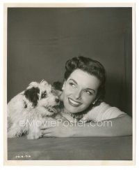 3k445 JANE RUSSELL 8x10 still '52 close portrait smiling big with her cute dog by Bachrach!