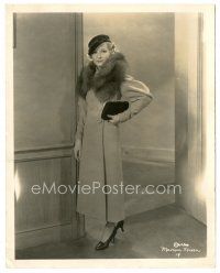 3k563 MARIAN NIXON 8x10 still '34 full-length modeling cool coat with fur collar in The Line-Up!