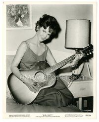 3k581 MARY ANN MOBLEY 8.25x10.25 still '65 c/u of the sexy actress playing guitar from Girl Happy!