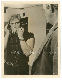 3k645 NIGHT OF THE FOLLOWING DAY 7.25x9.5 still '69 Jess Hahn looks at Marlon Brando on 2 phones!