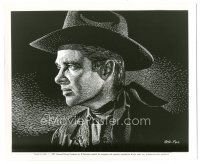 3k646 NIGHT PASSAGE 8.25x10 still '57 incredible art of Audie Murphy etched in scratchboard!