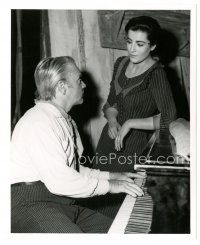 3k924 TRIBUTE TO A BAD MAN candid deluxe 8.25x10 still '56 James Cagney & Irene Papas by piano!