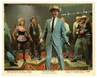 3k953 VIVA LAS VEGAS color 8x10 still #3 '64 Elvis Presley performing with cowboy hat & two guns!
