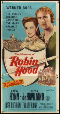 3m165 ADVENTURES OF ROBIN HOOD 3sh R48 Errol Flynn, Olivia De Havilland, Michael Curtiz