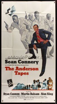 3m172 ANDERSON TAPES 3sh '71 artwork of Sean Connery & gang of masked robbers, Sidney Lumet