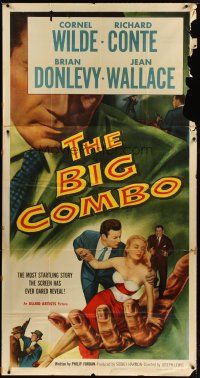 3m193 BIG COMBO 3sh '55 art of Cornel Wilde & sexy Jean Wallace, classic film noir!