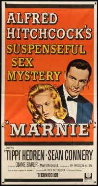 3m433 MARNIE 3sh '64 Sean Connery & Tippi Hedren in Alfred Hitchcock's suspenseful sex mystery!