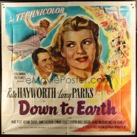 3m041 DOWN TO EARTH 6sh '46 different artwork of beautiful Rita Hayworth & Larry Parks!