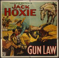 3m061 GUN LAW 6sh '33 cool artwork of heroic cowboy Jack Hoxie tackling bad guy!