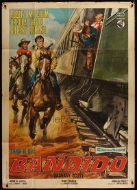 3m846 BANDIDO Italian 1p R60s different art of Robert Mitchum on horse by train by Ciriello!