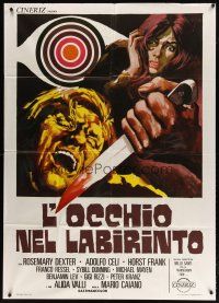 3m881 EYE IN THE LABYRINTH Italian 1p '71 Adolfo Celi, wild giallo art by Sandro Symeoni!