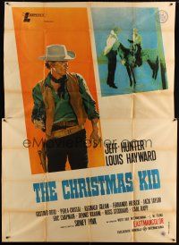 3m731 CHRISTMAS KID Italian 2p '67 Jeffrey Hunter, Louis Hayward, cool different cowboy artwork!